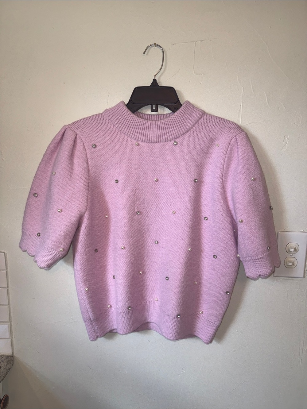 English Factory Pink Pearl-Accent Knit Top